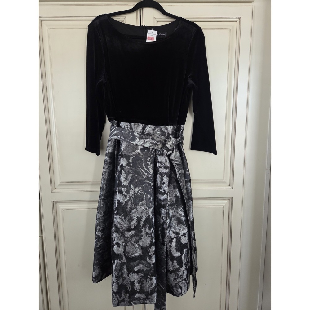 Jessica Howard Velvet‎ And Metallic Jacquard Dress Sash Gala Evening Event